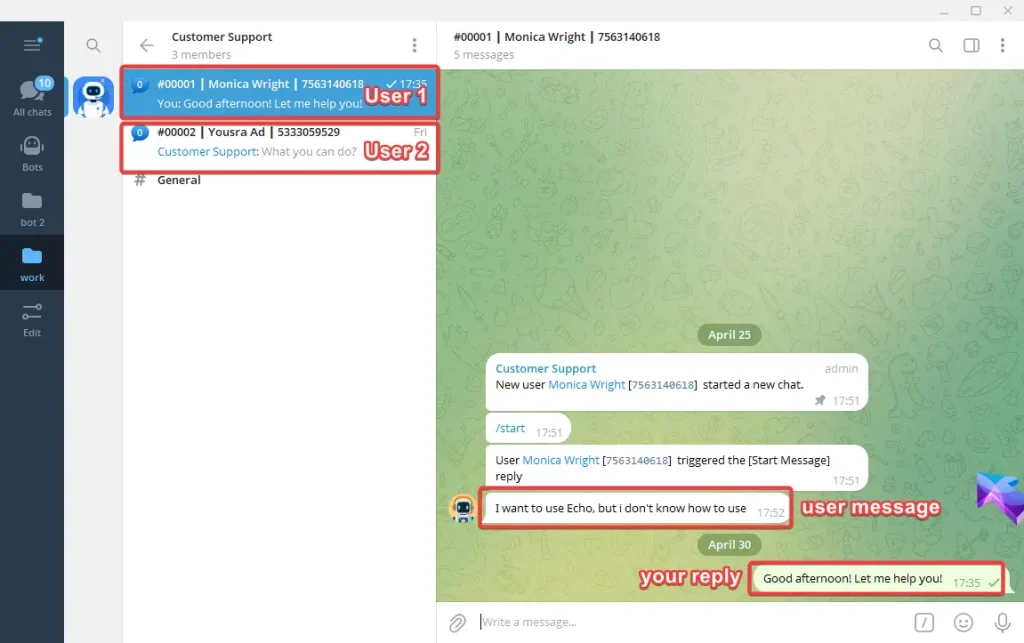 Message Reply using OnlyTG Echo