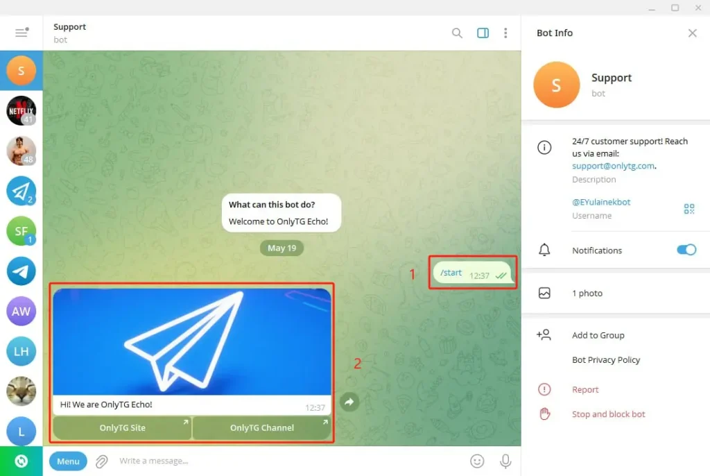 Configure Telegram Bot Settings with Menu Button by OnlyTG Echo