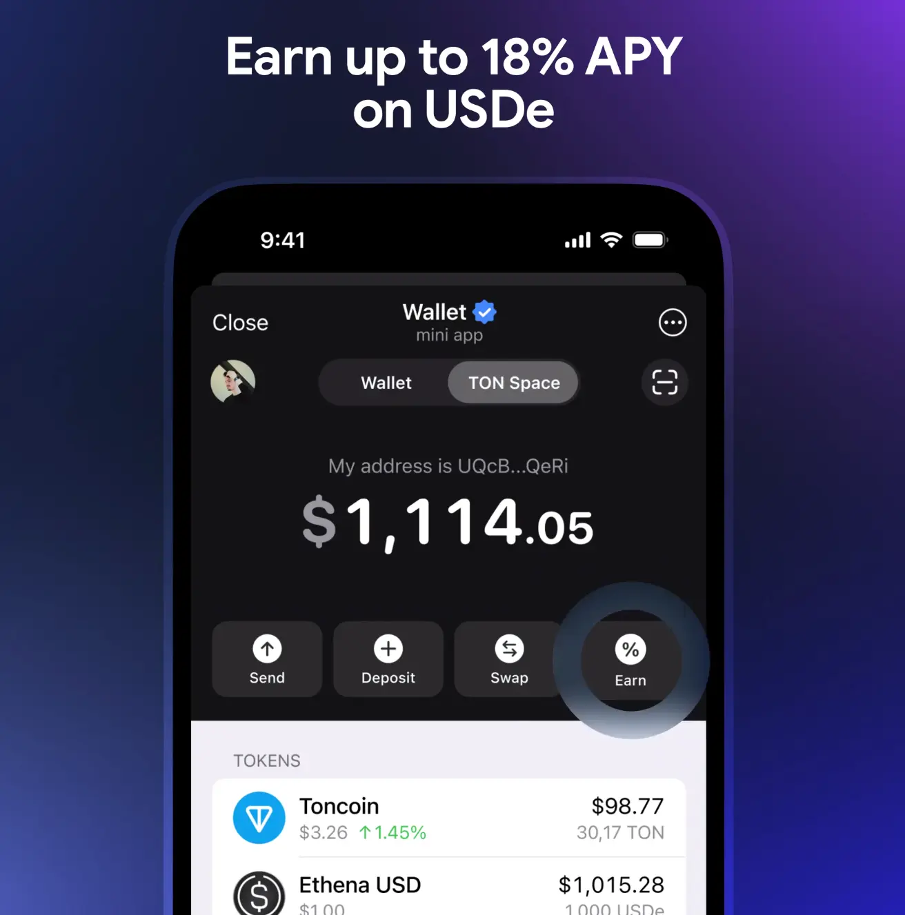 TON Space Partners with Ethena to Offer 18% APY on USDe