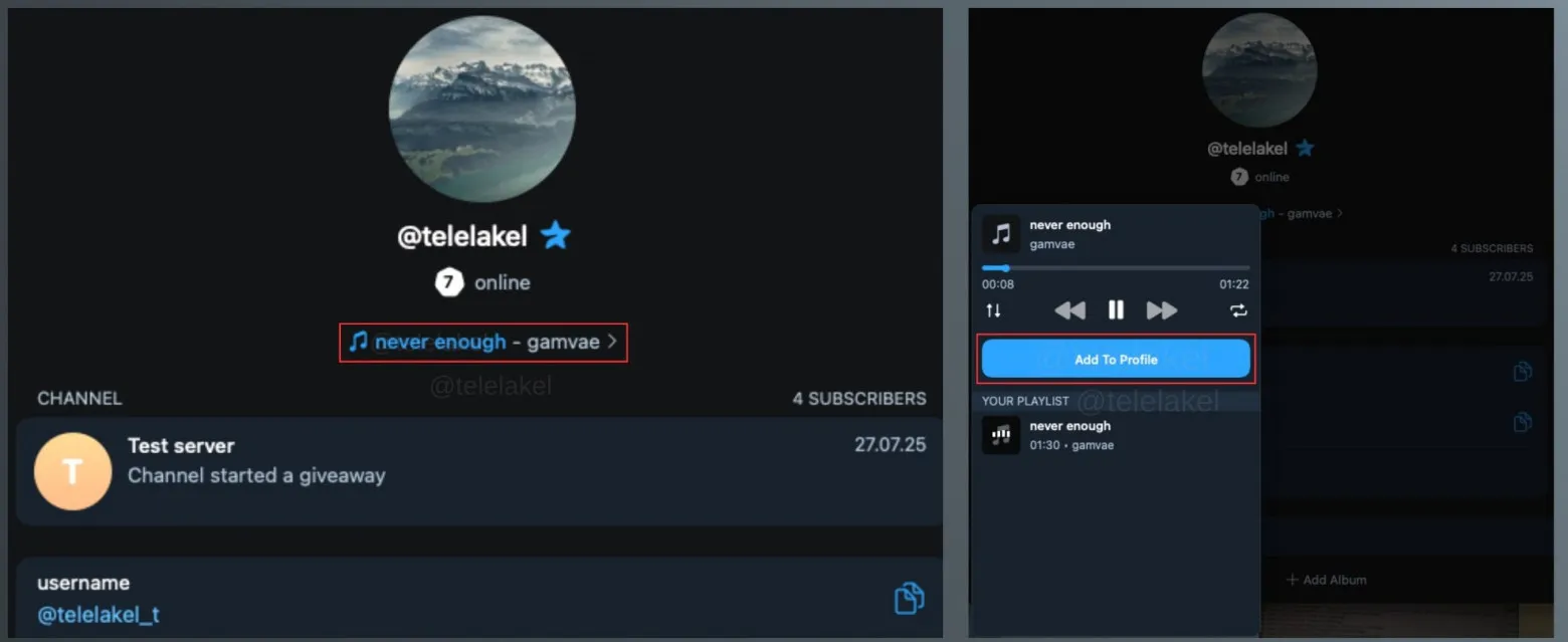 Telegram Tests Audio Status Feature to Share Music on User Profiles