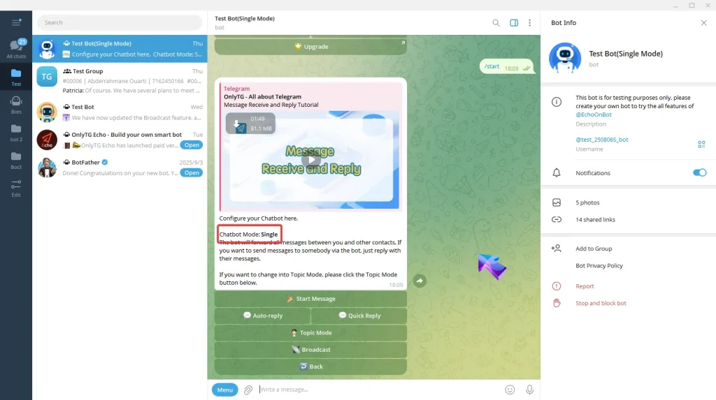 Message receive and reply