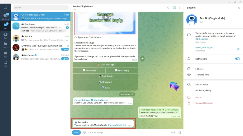 Message receive and reply