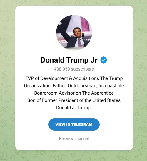 Telegram channel of Public Figure
