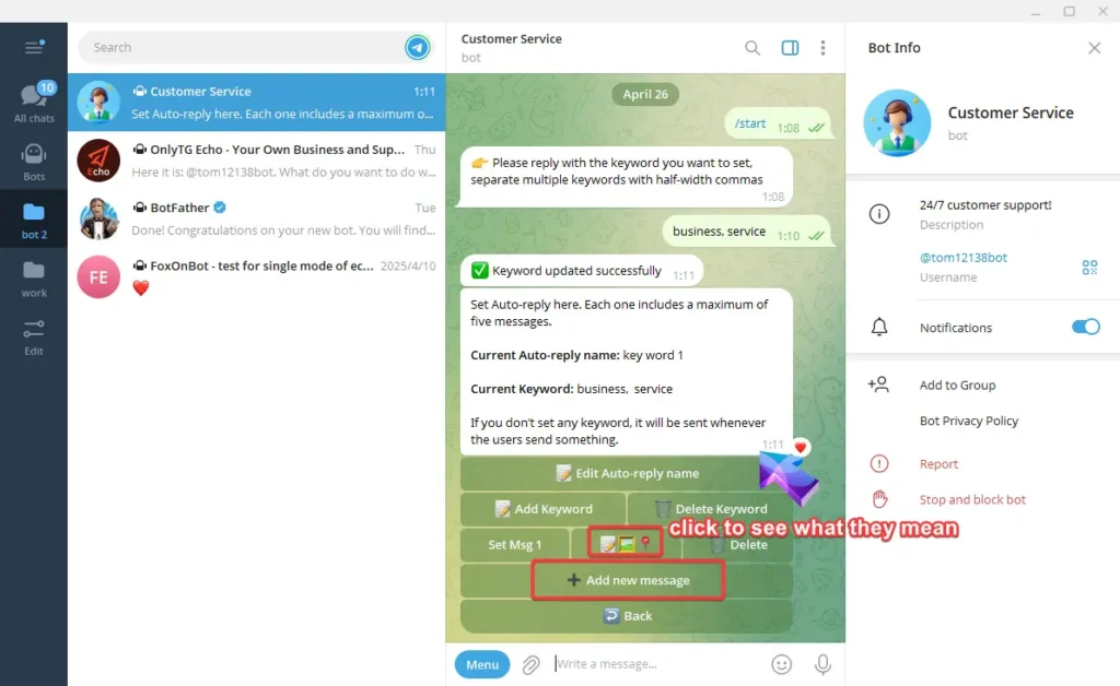 Set Auto-reply and keywords-based reply